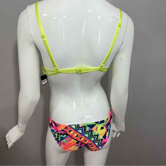 Victoria's Secret Lime Green Top/Delia's Abstract Print Bikini --‎ S & 34B - Picture 4 of 11